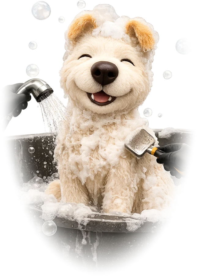 Fofito, o mascote, tomando banho na banheira